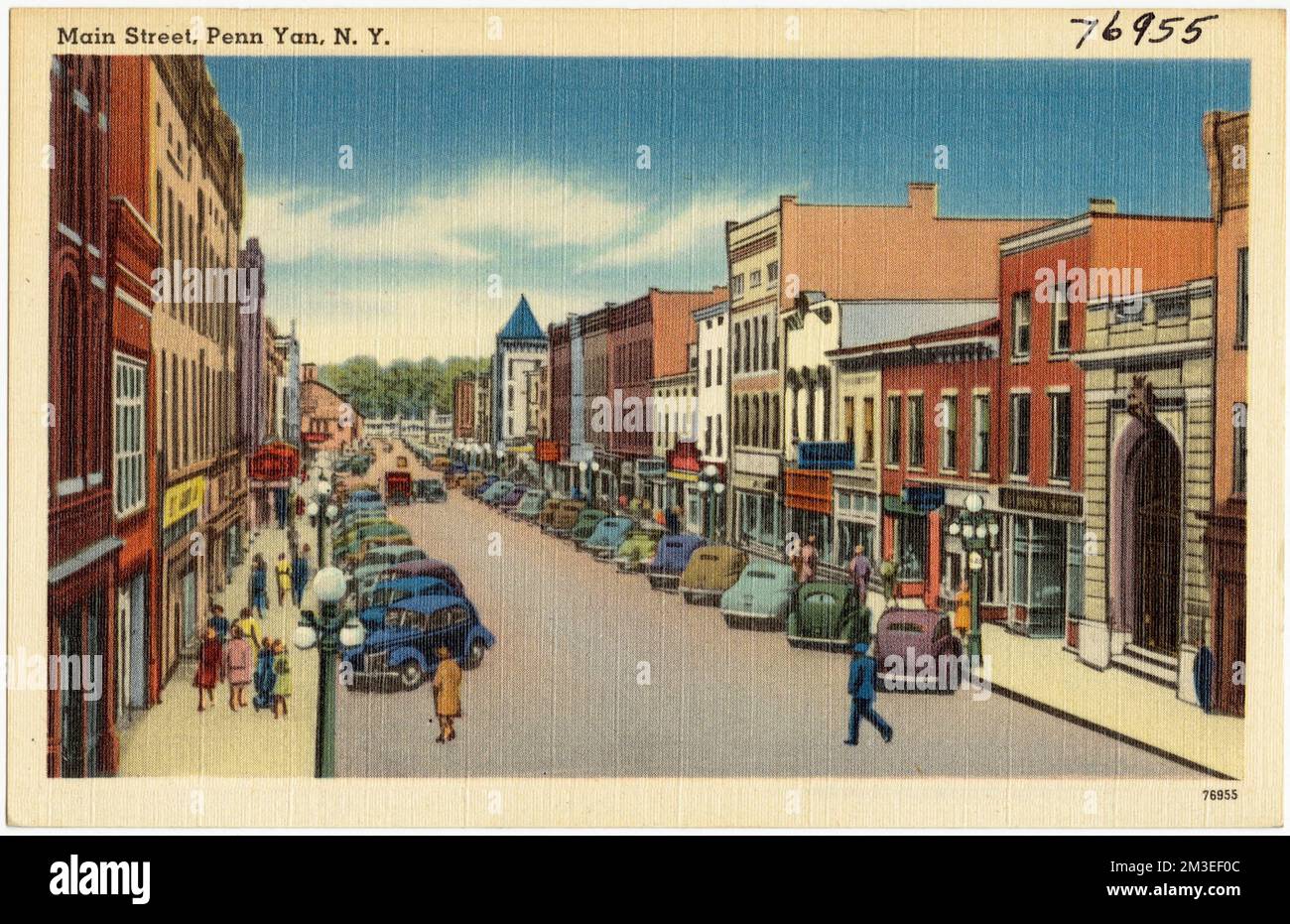 Main Street, Penn Yan, N. Y. , Cities & Towns, Tichnor Brothers Collection, Postkarten der Vereinigten Staaten Stockfoto