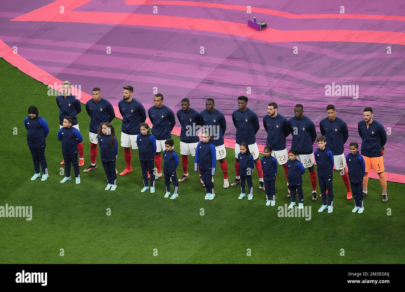 14.. Dezember 2022, Al Bayt Stadium, Doha, QAT, Fußball-Weltmeisterschaft FIFA 2022, Halbfinale, Frankreich gegen Marokko, auf dem Bild die französische Mannschaft. Stockfoto