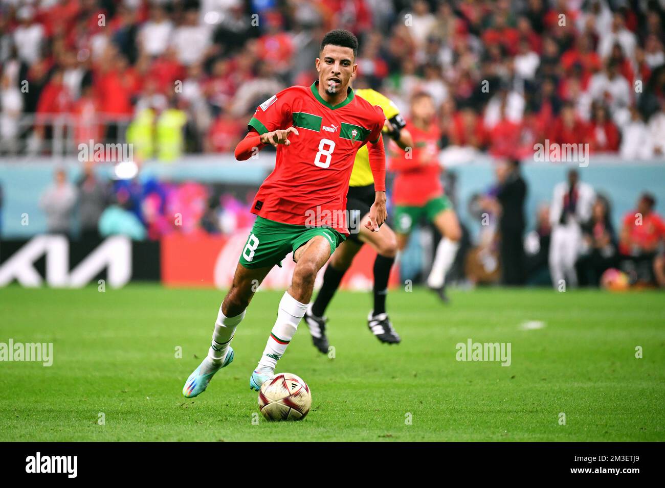 Fußball-Weltmeisterschaft 2022, Katar, Al Bayt Stadium, Halbfinale; Frankreich gegen Marokko; Stockfoto