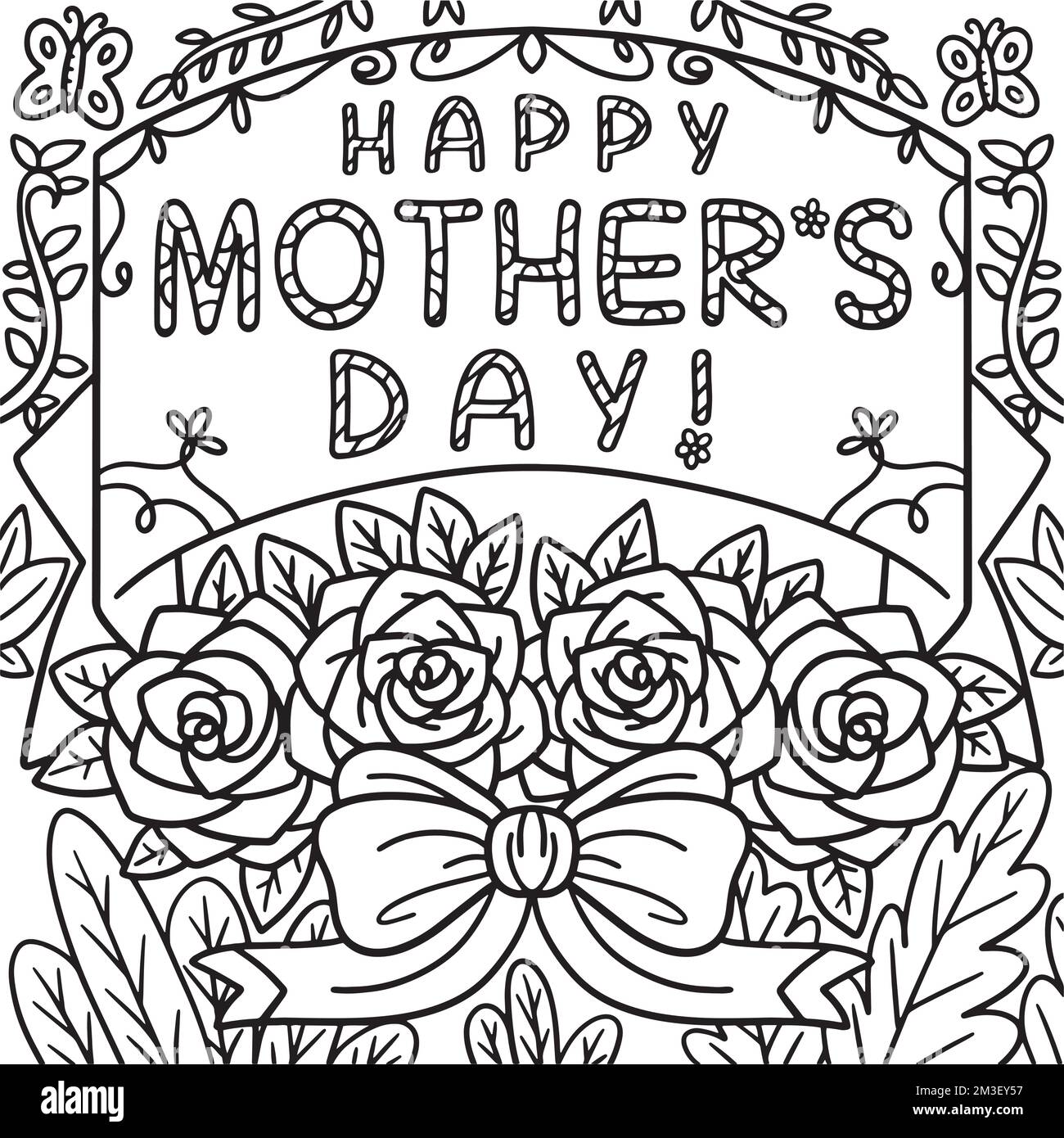 Happy Mütters Day Malseite für Kinder Stock Vektor
