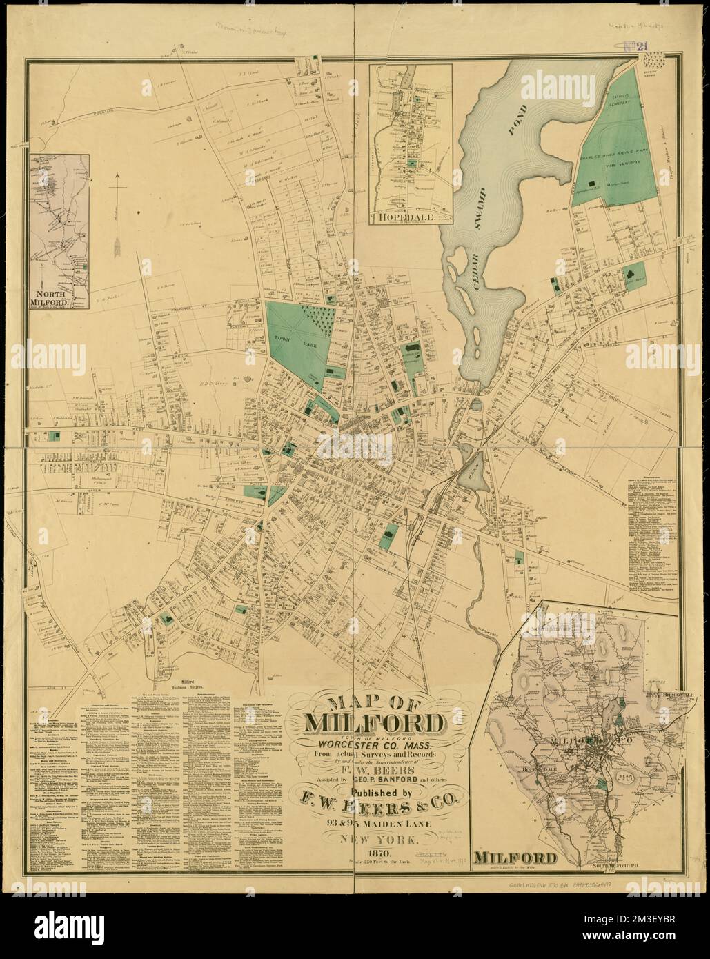 Karte von Milford Die Stadt Milford Worcester Co Masse aus