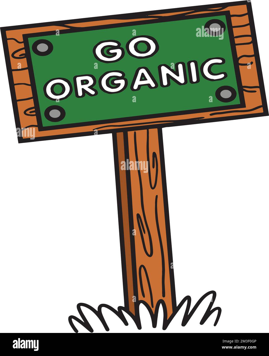 Earth Day Go Organic Cartoon Colored Clipart Stock Vektor