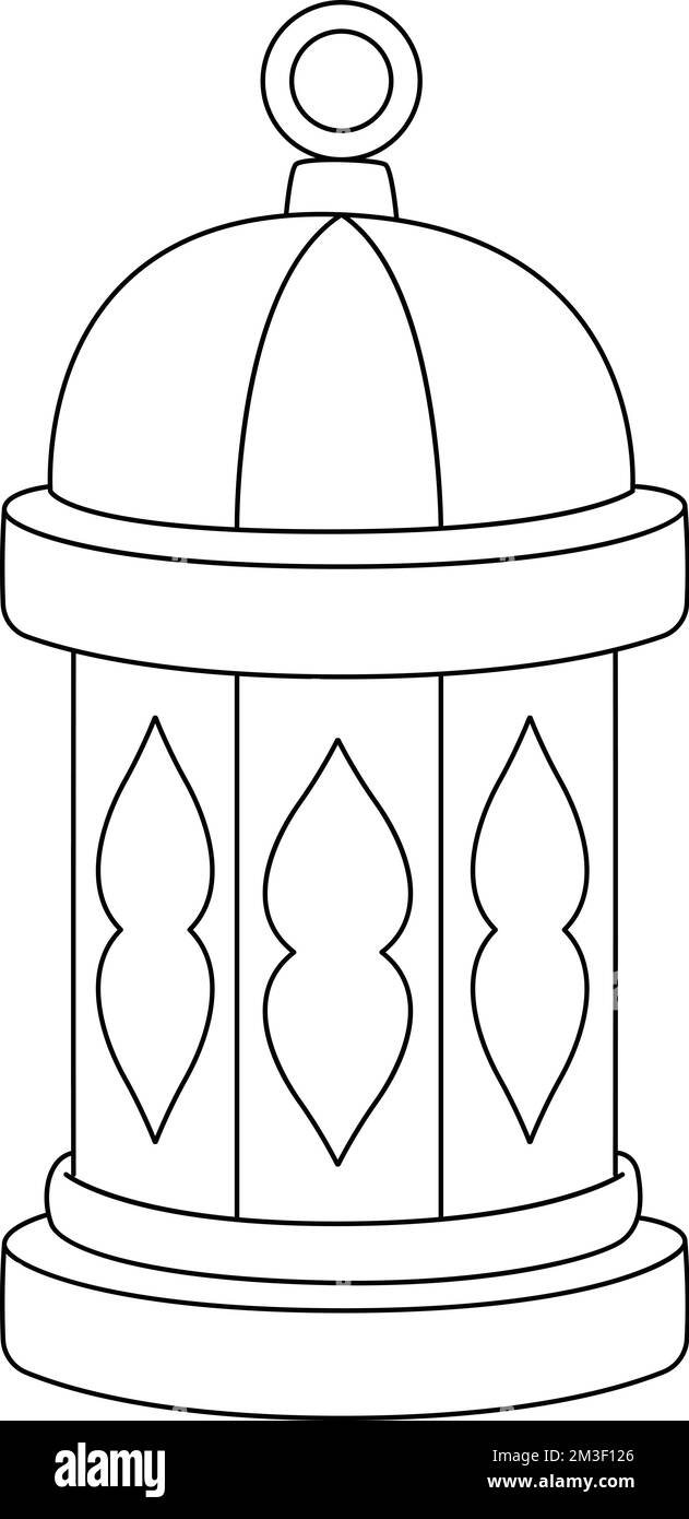 Ramadan Lantern isolierte Malseite für Kinder Stock Vektor