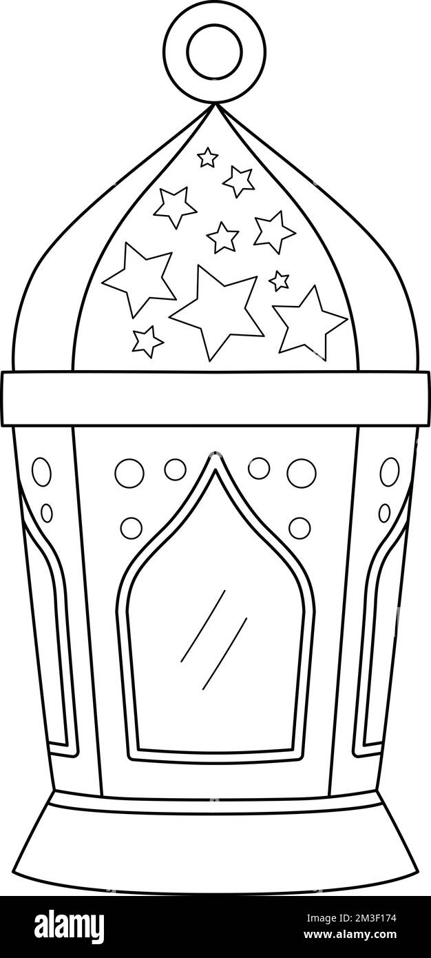 Ramadan Lantern isolierte Malseite für Kinder Stock Vektor
