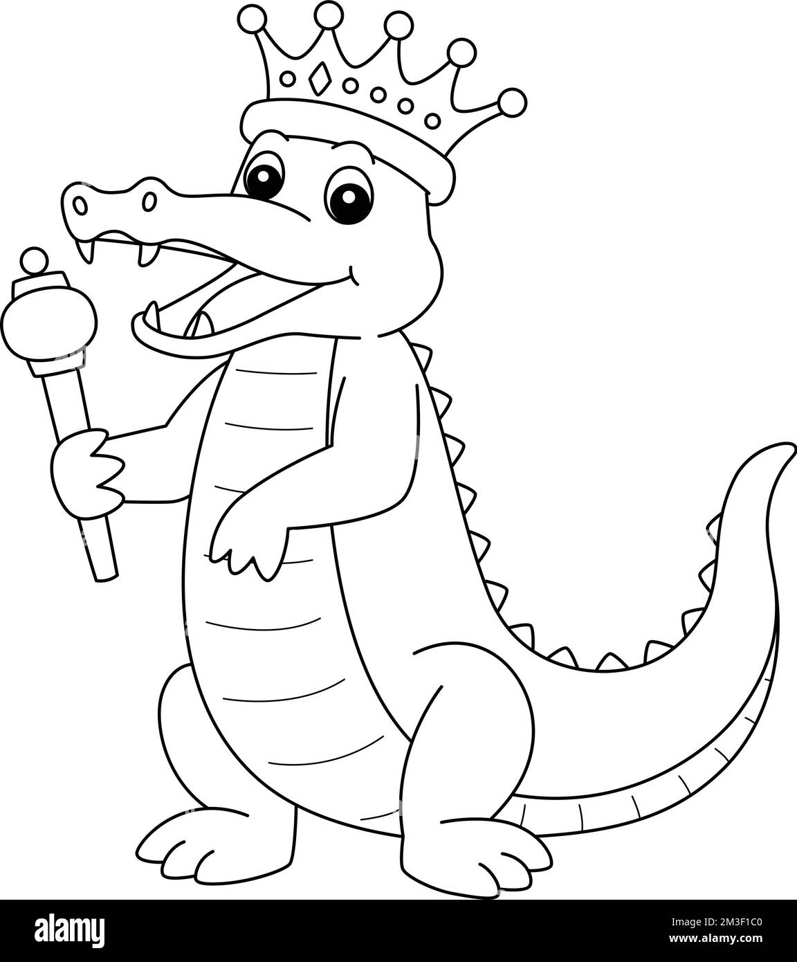 Mardi Gras Crown King Krokodil Isolierte Malerei Stock Vektor