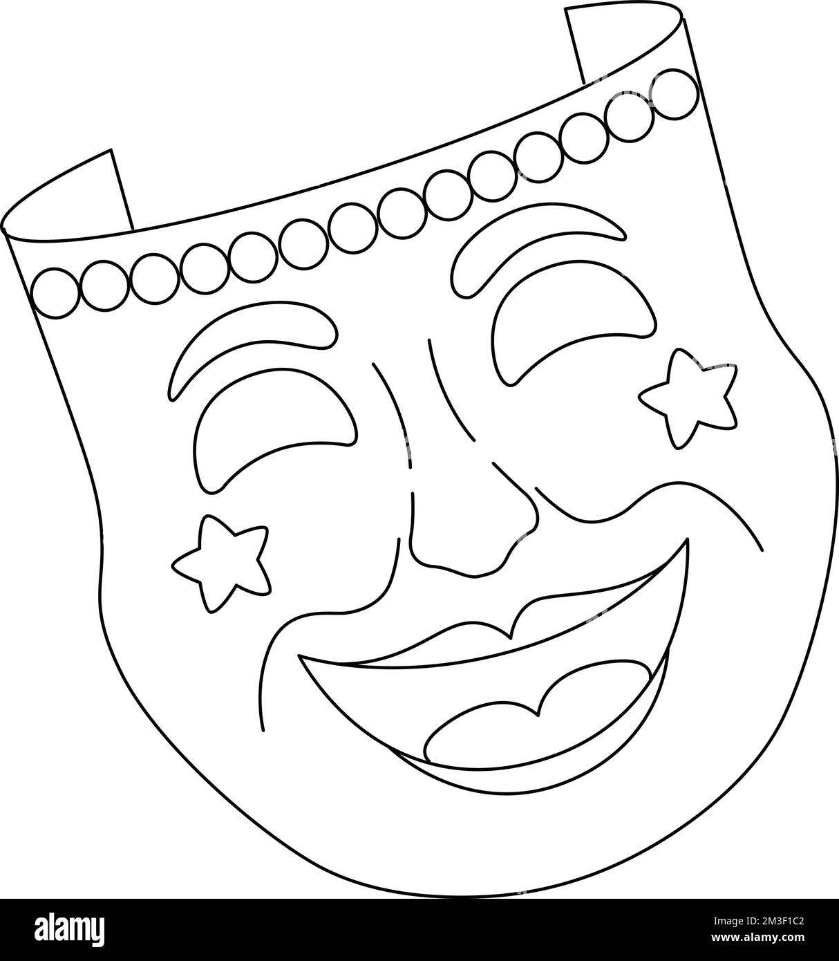 Mardi Gras Comedy Maske Isolierte Malseite Stock Vektor