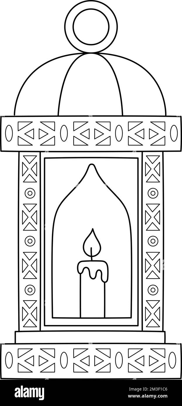 Ramadan Lantern isolierte Malseite für Kinder Stock Vektor