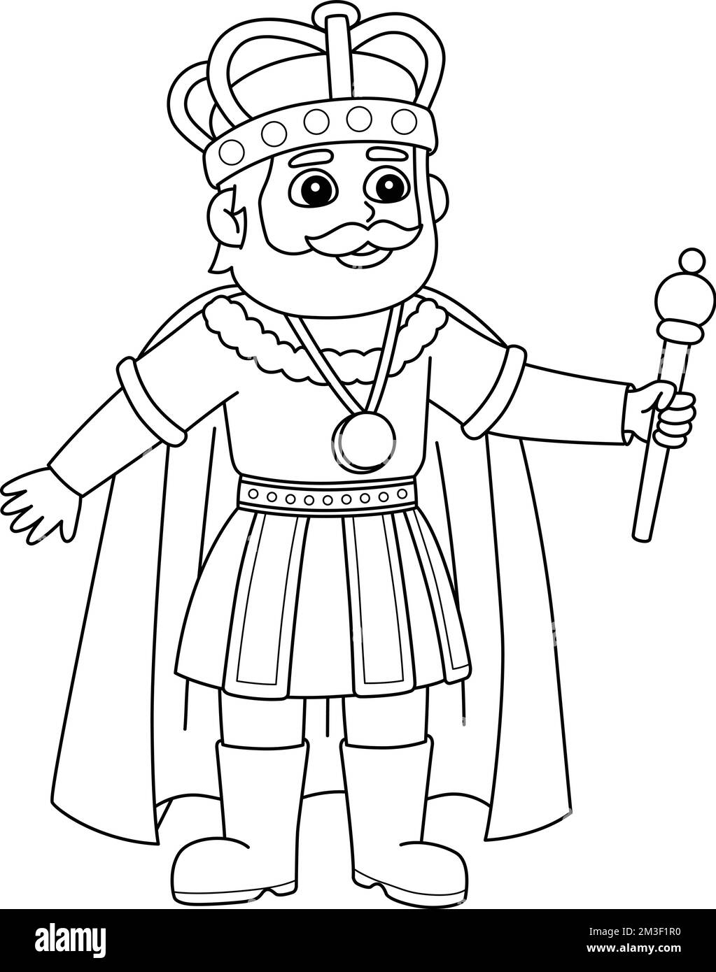 Mardi Gras Crown King, Isolierte Malseite Stock Vektor