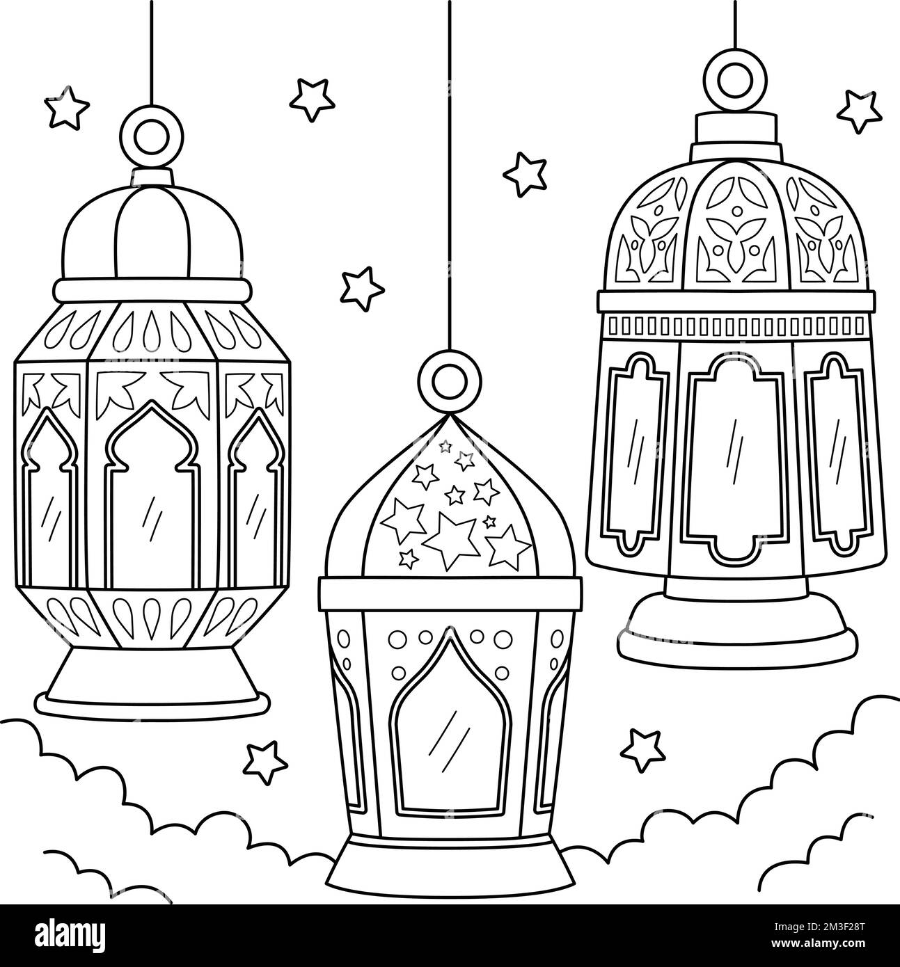 Ramadan Lantern Malseite für Kinder Stock Vektor
