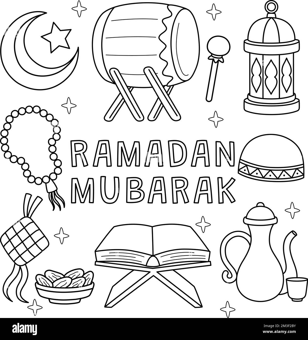 Ramadan Mubarak Malseite für Kinder Stock Vektor