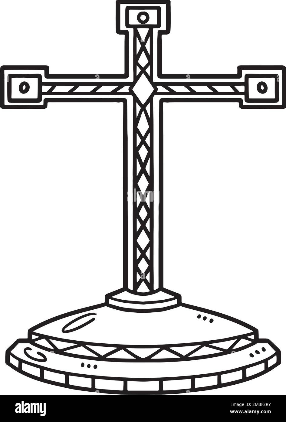Christen Altar Kreuz Isolierte Malseite Stock Vektor