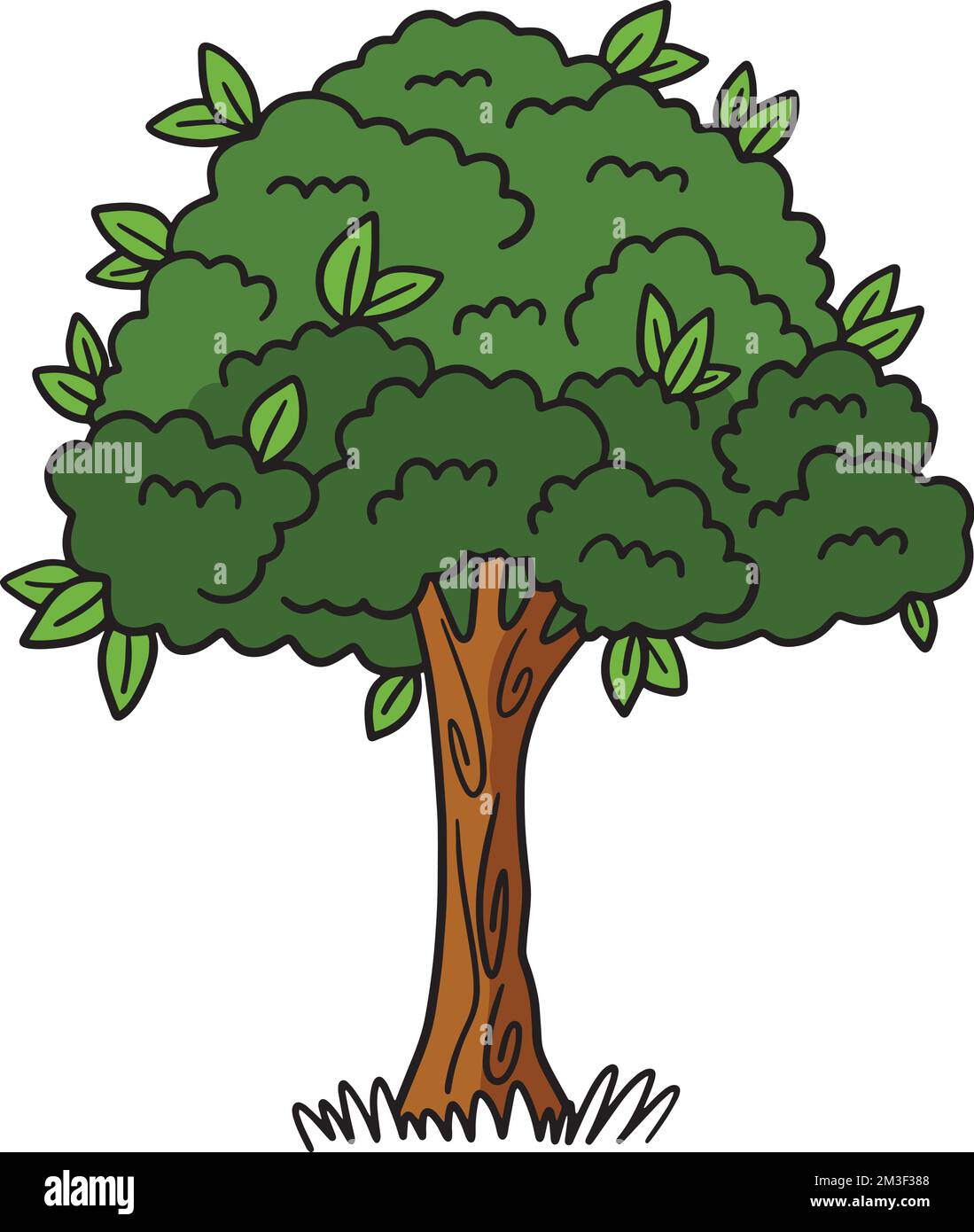 Earth Day Big Tree Cartoon Mit Farbigem Clipart Stock Vektor