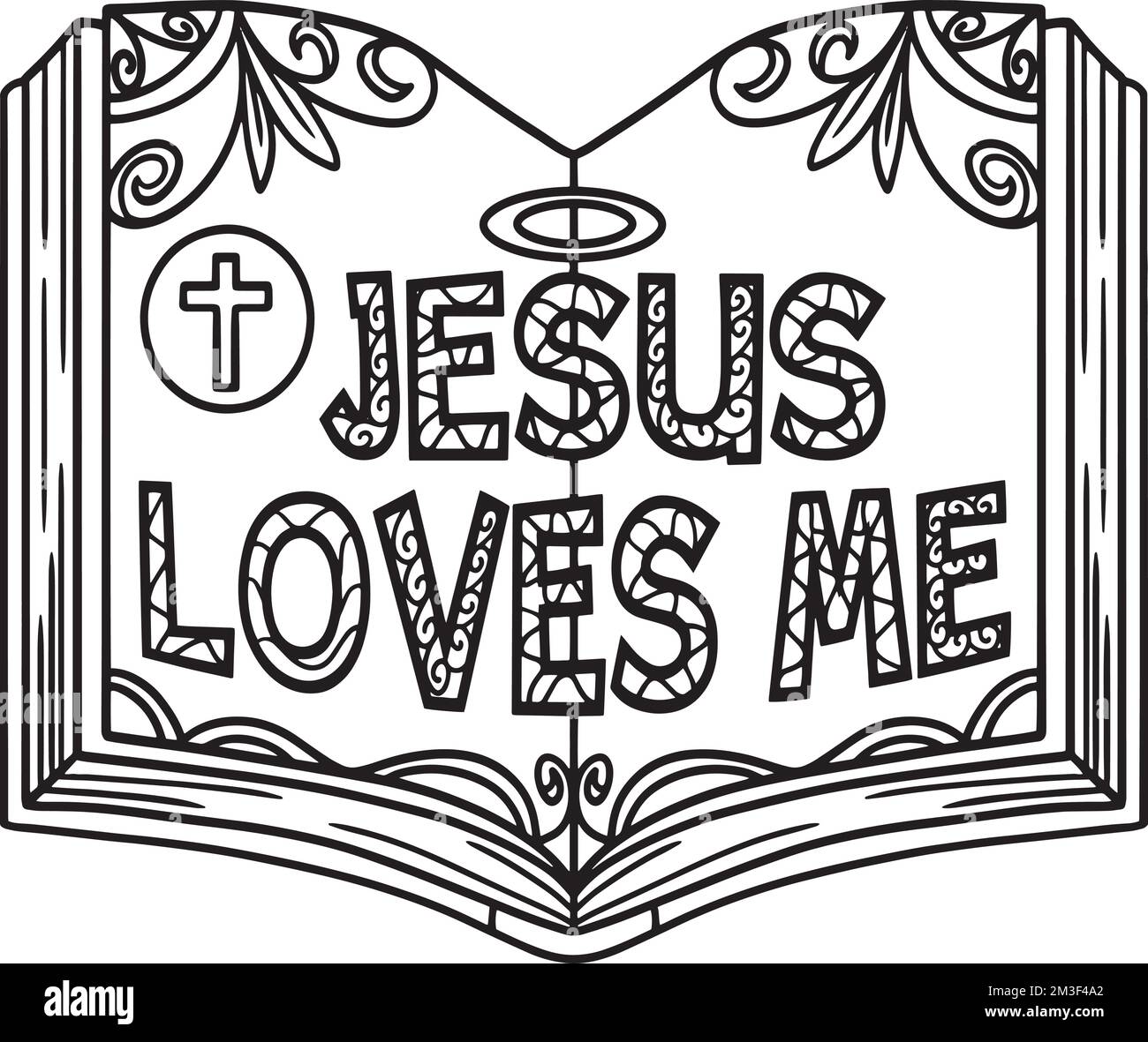 Christian Jesus Liebt Mich, Die Isolierte Malseite Stock Vektor
