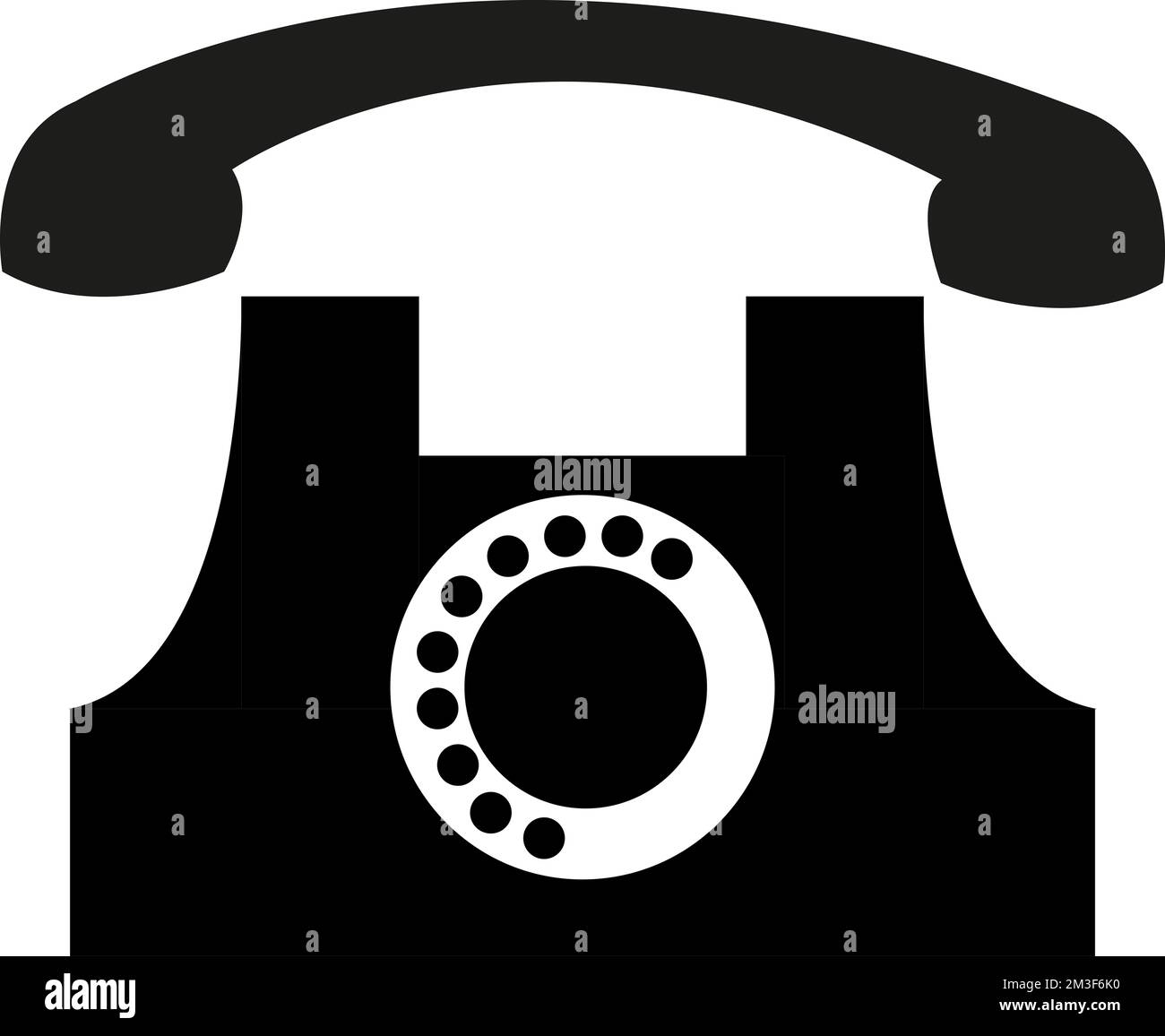 Silhouette d'ancien téléphone en noir sur Fond Blanc Stockfoto