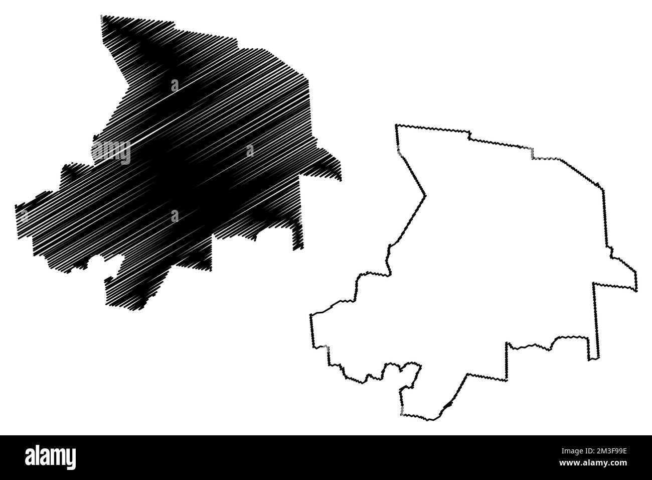 Santiago Maravatio Municipality (Free and Sovereign State of Guanajuato, Mexico, United Mexican States) Kartenvektordarstellung, Scribble Sketch Santi Stock Vektor