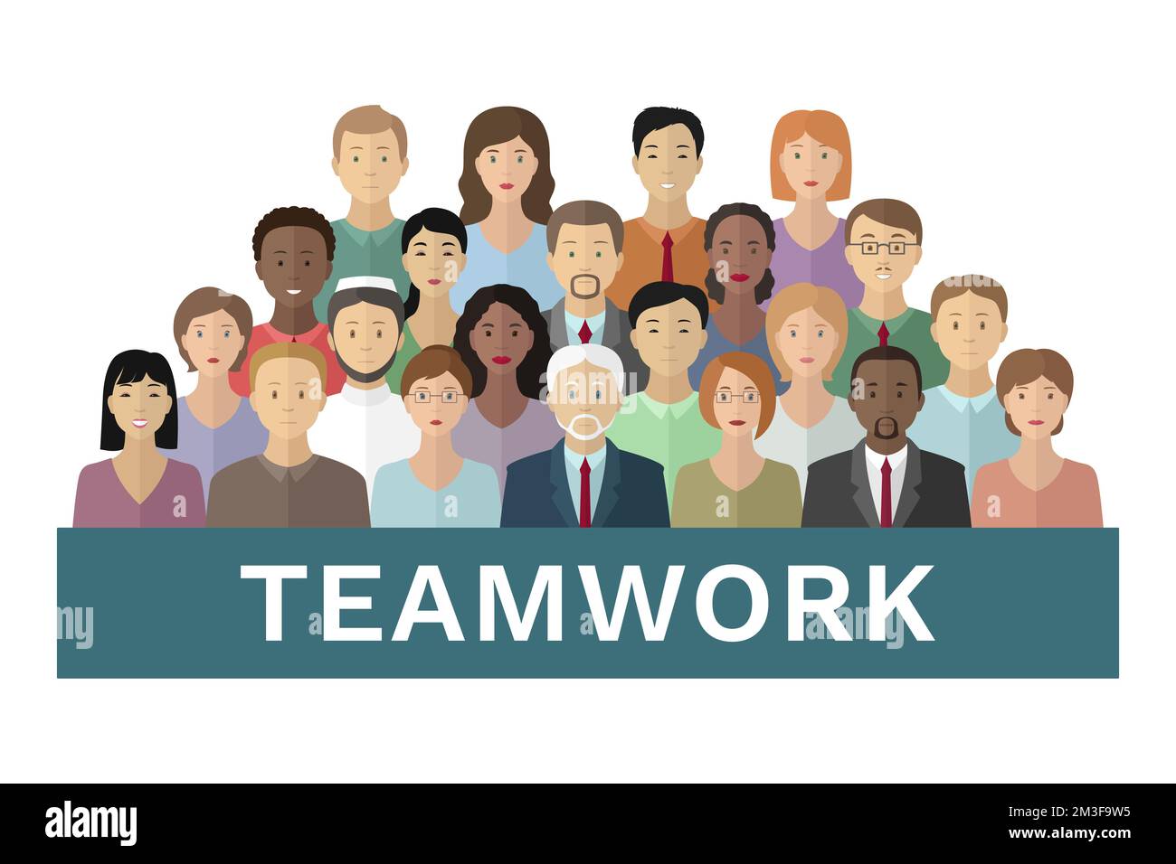 Mitarbeiter internationaler Unternehmen. Teamarbeit. Vektordarstellung. Stock Vektor