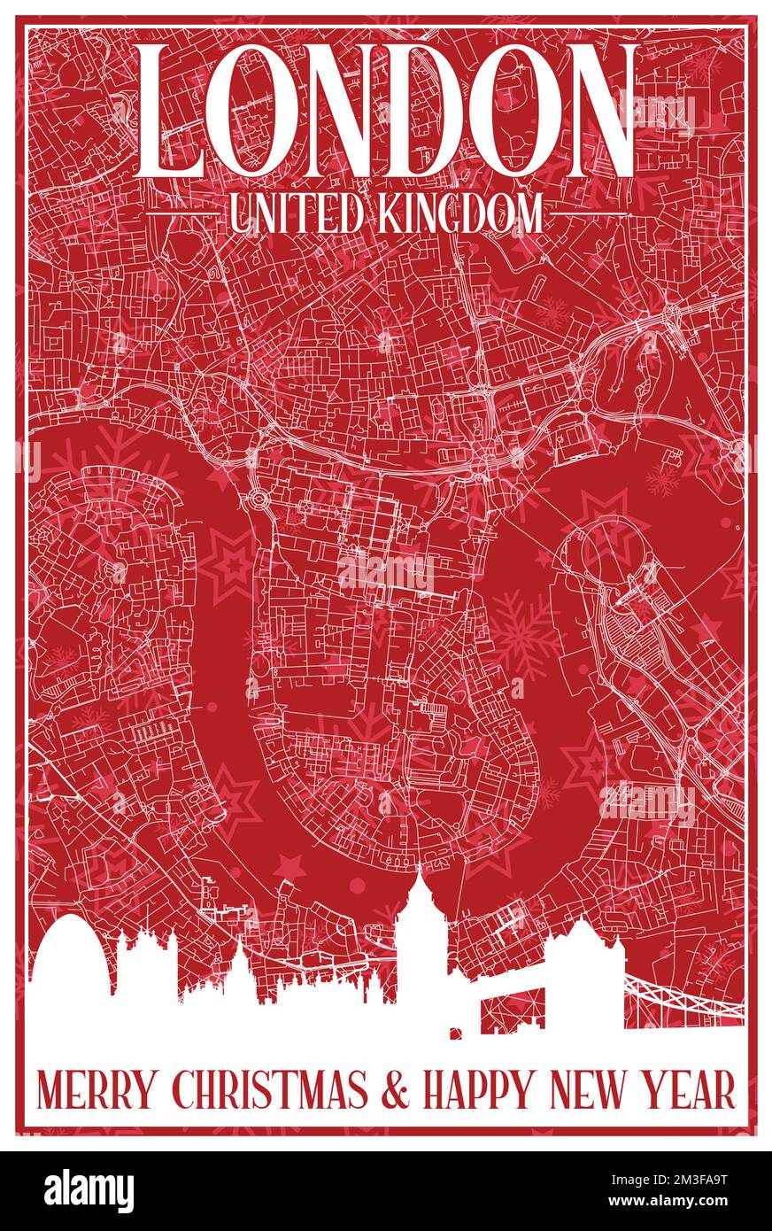 Weihnachtspostkarte aus der Innenstadt VON LONDON, ENGLAND Stock Vektor