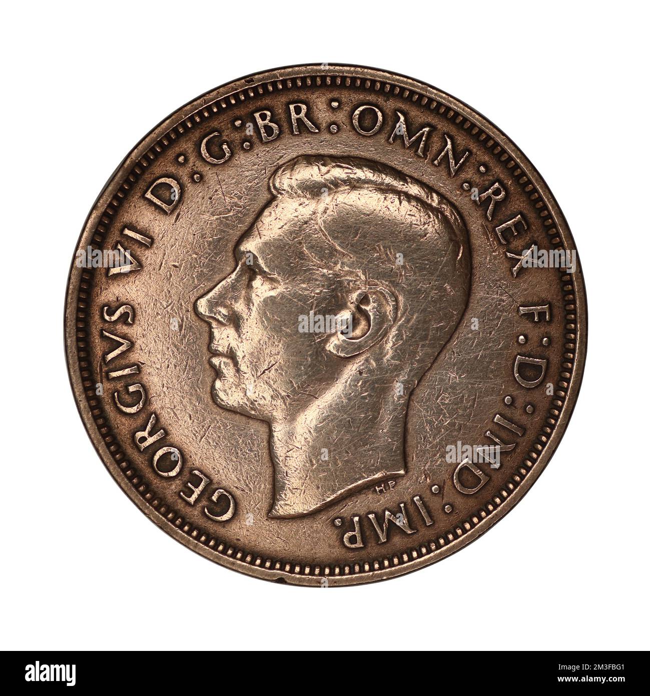 Großbritannien 1 Pence 1938 auf weißem Hintergrund Stockfoto