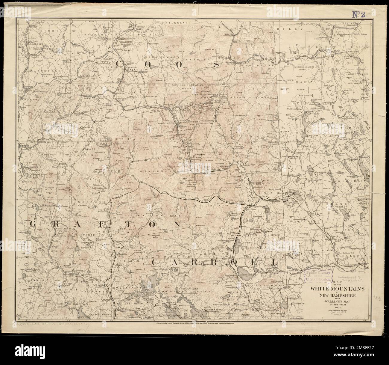 Karte der White Mountains von New Hampshire aus der Karte des Bundesstaates 1877 , White Mountains N.H. and Me., Maps, 1877 Norman B. Leventhal Map Center Collection Stockfoto