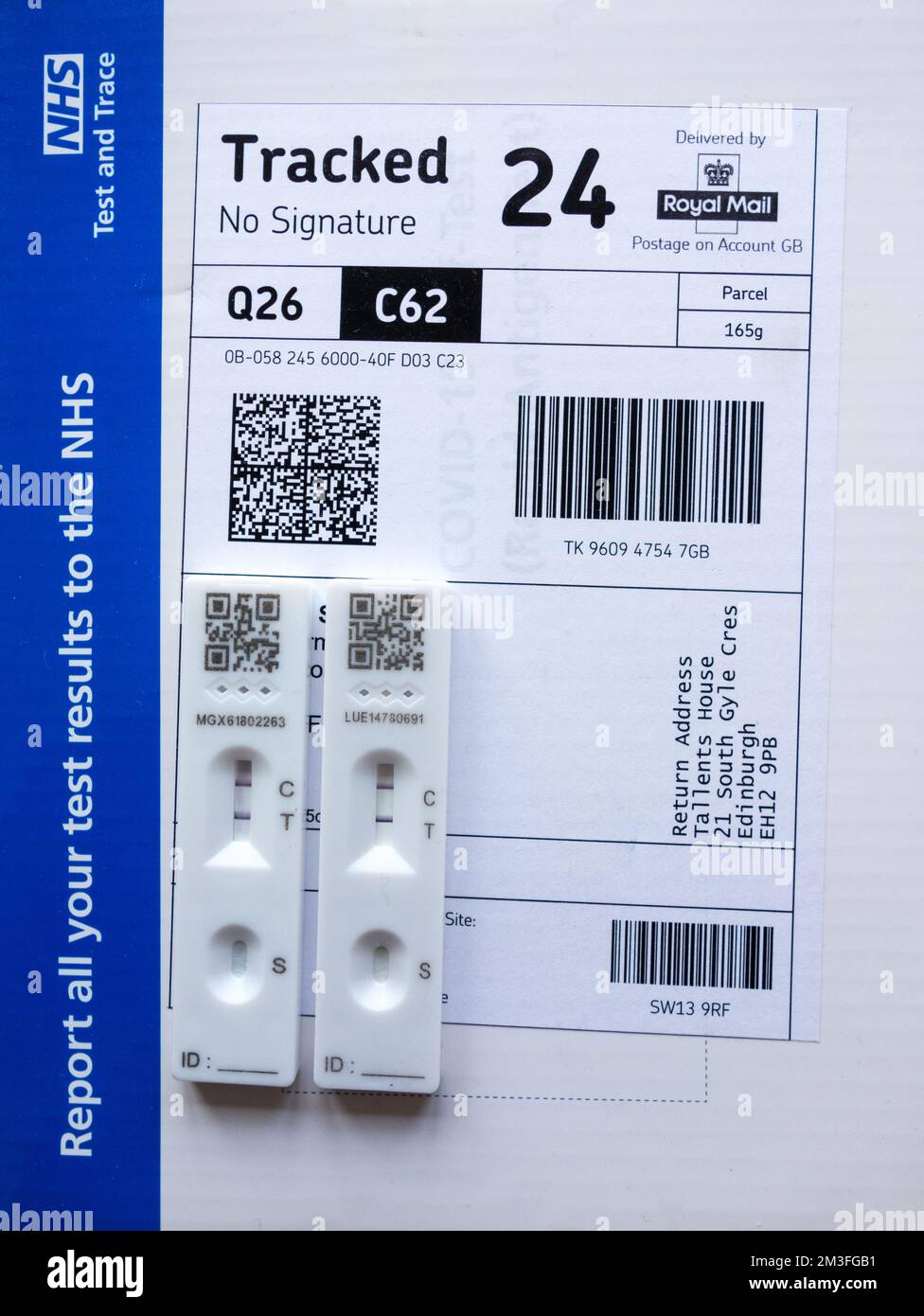 NHS Test, Track and Trace Covid-19 Selbsttest (Rapid Antigen Test) Kits Stockfoto