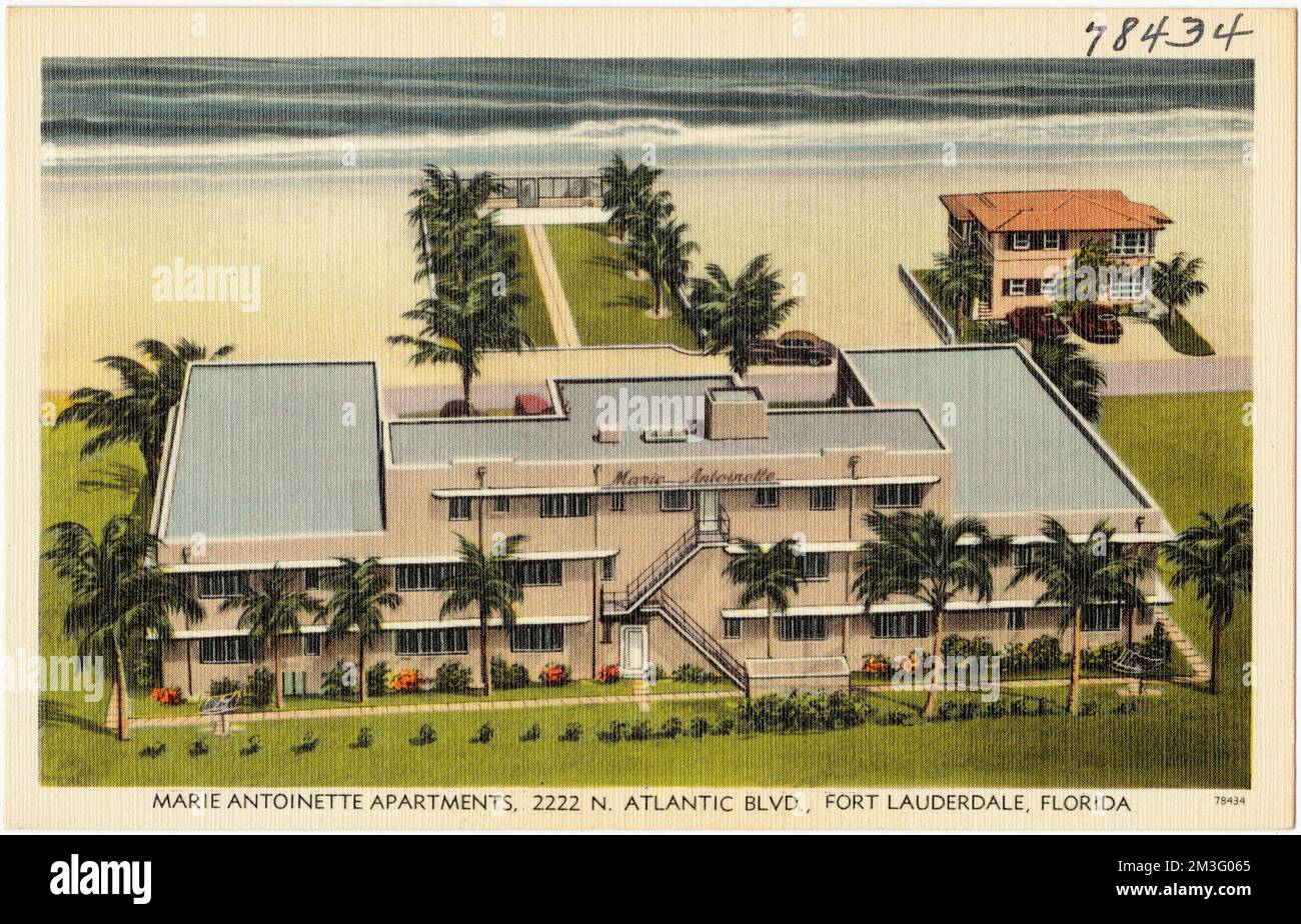 Marie Antoinette Apartments, 2222 N. Atlantic Blvd., Fort Lauderdale, Florida , Houses, Tichnor Brothers Collection, Postkarten der Vereinigten Staaten Stockfoto