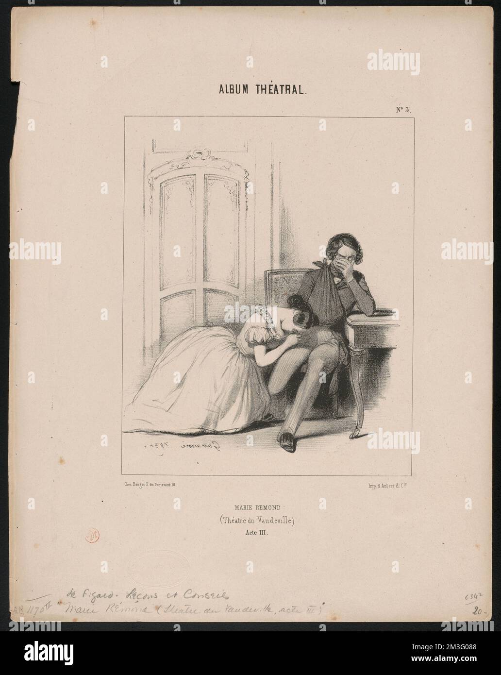 Marie Rémond - Théâtre du Vaudeville, - Acte III ,. Paul Gavarni (1804-1866). Lithografien und andere Arbeiten Stockfoto