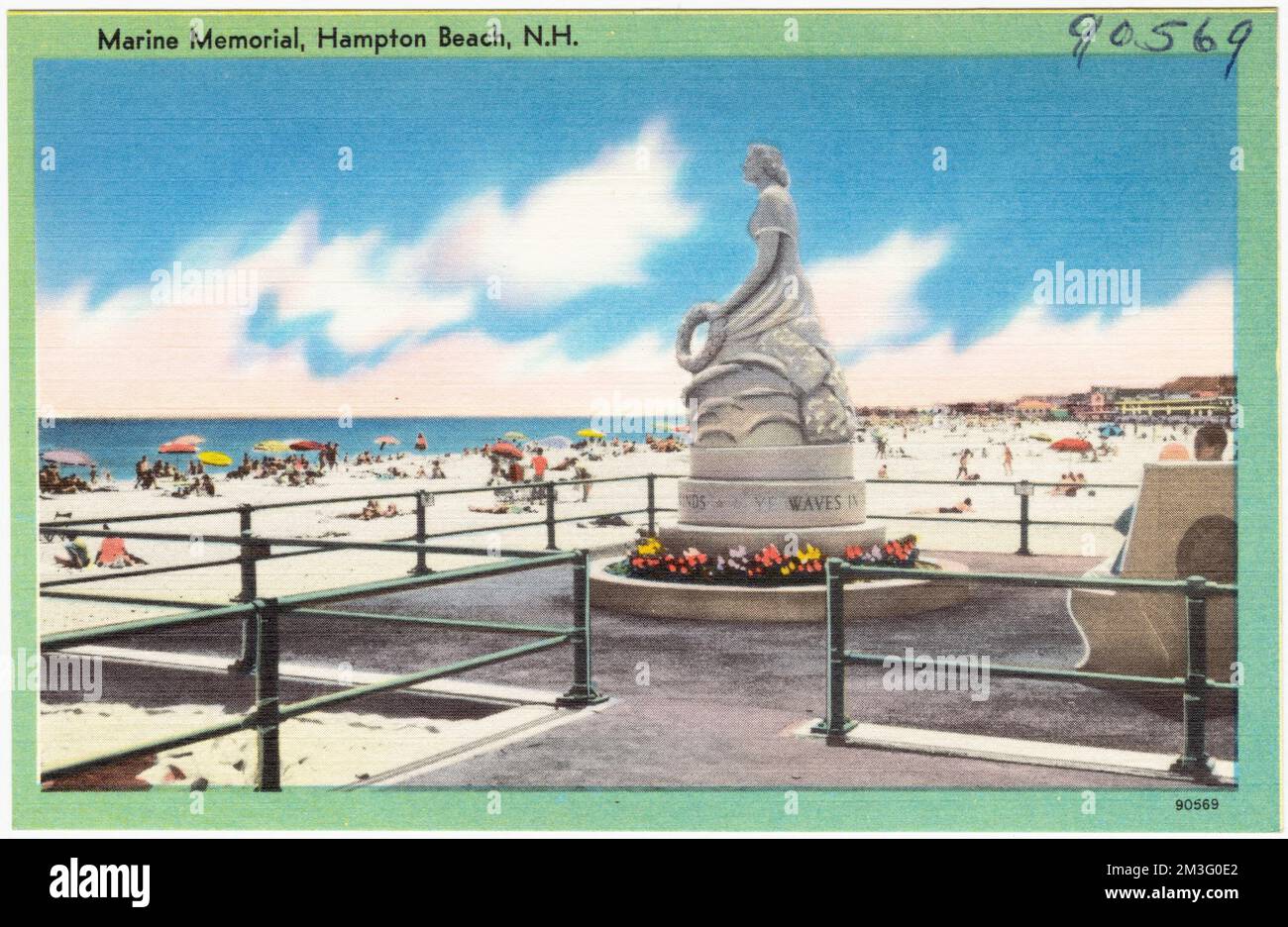 Marine Memorial, Hampton Beach, N.H. , Denkmäler und Gedenkstätten, Strände, Tichnor Brothers Collection, Postkarten der Vereinigten Staaten Stockfoto