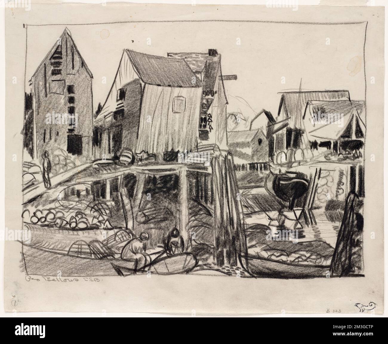 Matinicus, Piers und Kai. George Bellows (1882-1925). Ausdrucke und Zeichnungen Stockfoto