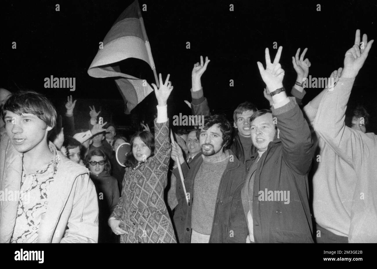 Der rechtsradikale Aktionswiderstand der NPD war eine landesweite Reaktion auf Willy Brandts Politik der Verständigung mit dem Osten im Jahr 1970. Die Hier Stockfoto