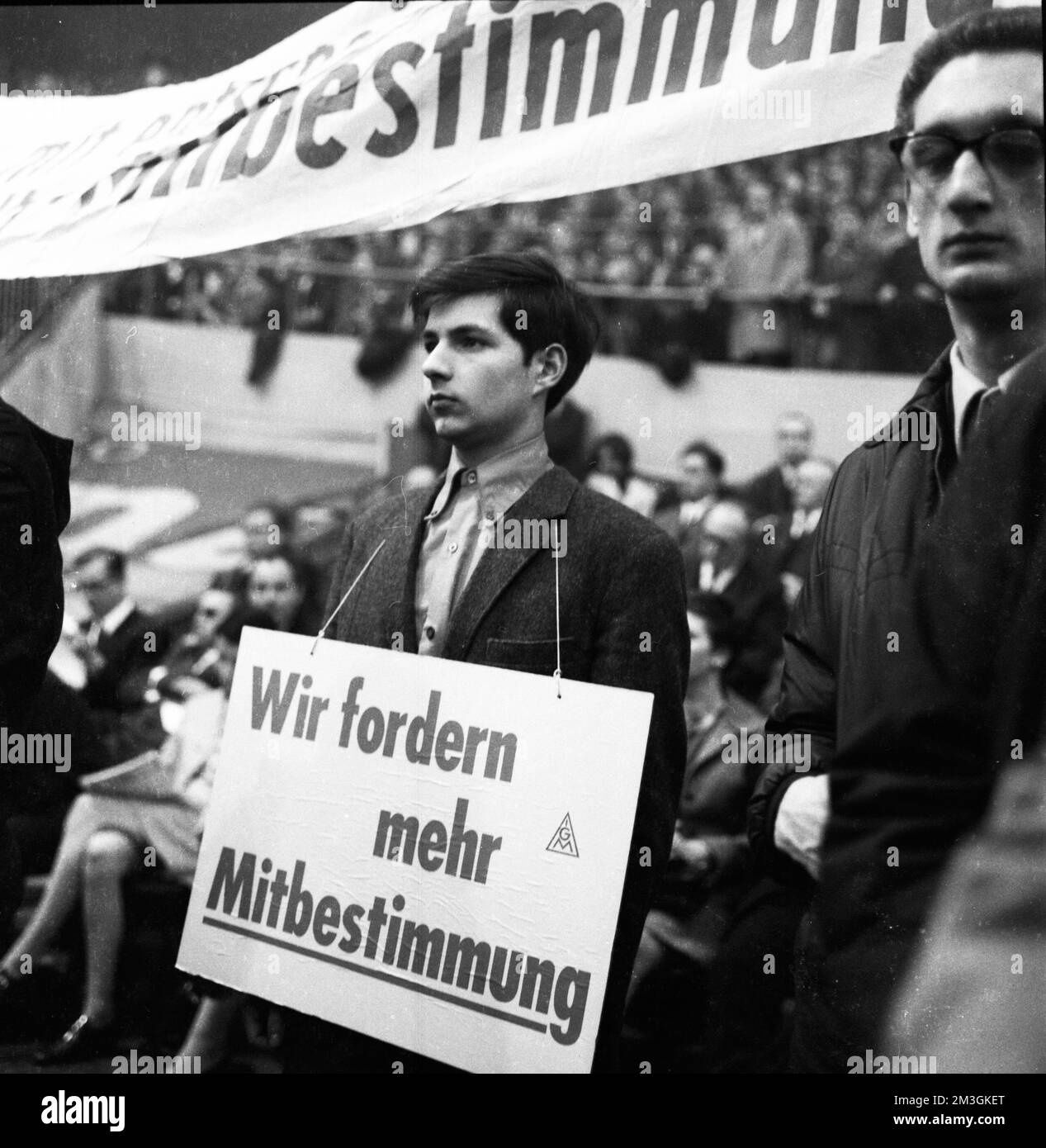 Gewerkschaftsaktivitäten in den Jahren 1965 bis 1971 zum Thema Mitbestimmung und Montanmitbestimmung im Ruhrgebiet Stockfoto