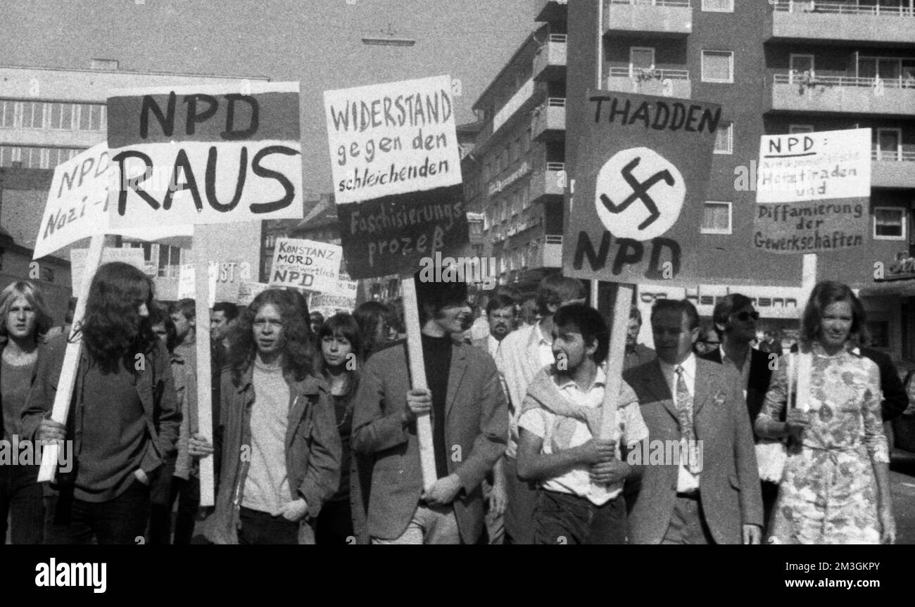 Der 1.. Kongress der rechtsradikalen Jugend (JN), einer Jugendorganisation der Neonazi-Partei NPD in Münster im Jahr 1970, wurde von begleitet Stockfoto