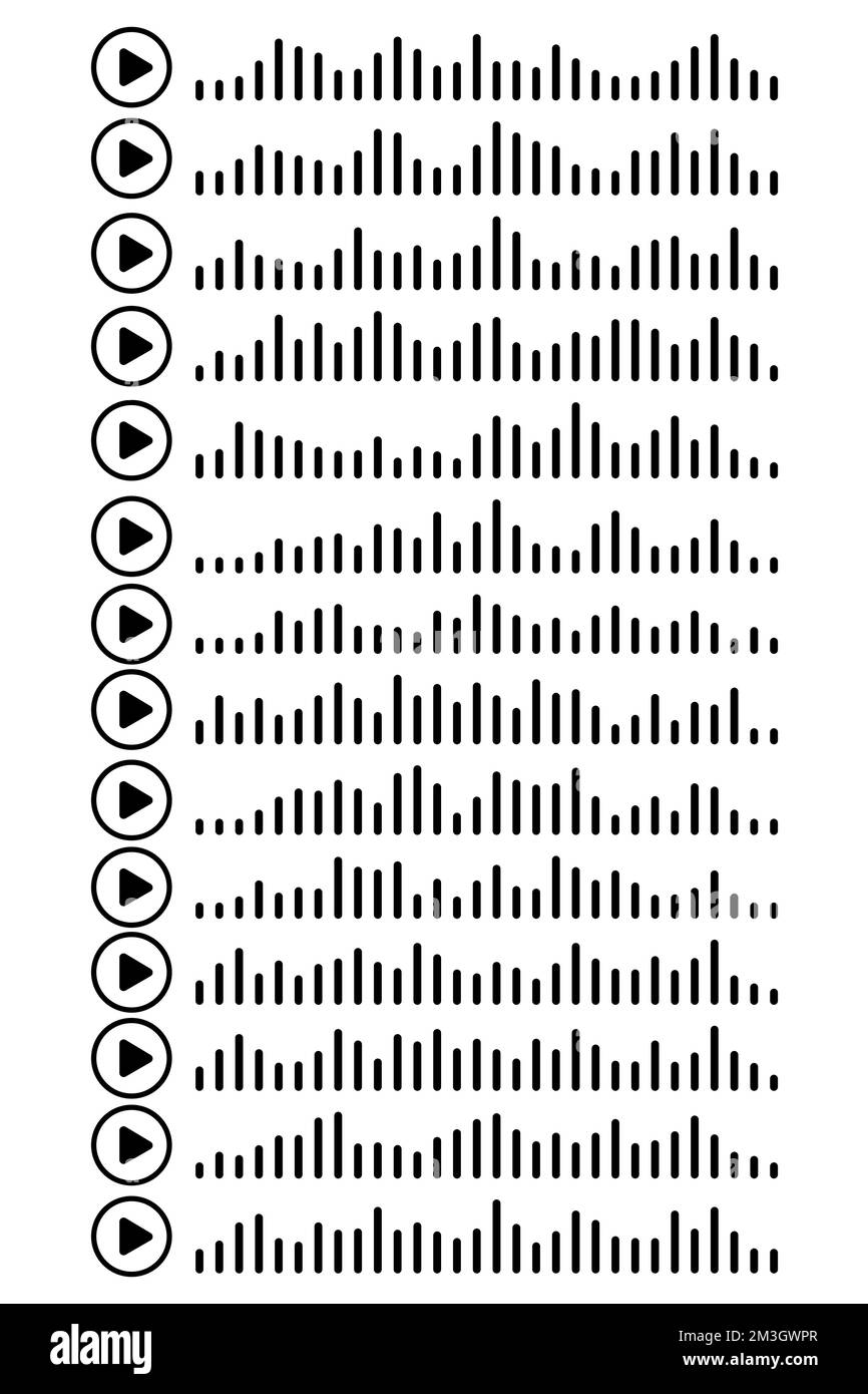 Audiowelle. Symbol klingt nach einem Lied. Podcast setzt Wellen. Symbole auf transparentem isoliertem Hintergrund. Sprachnachricht. Vektordarstellung. EQ Stock Vektor