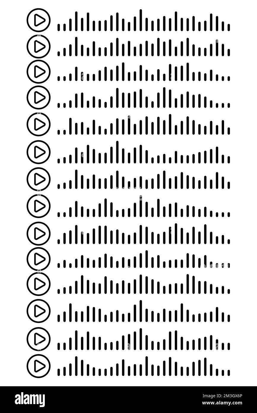 Audiowelle. Symbol klingt nach einem Lied. Podcast setzt Wellen. Symbole auf transparentem isoliertem Hintergrund. Sprachnachricht. Vektordarstellung. EQ Stock Vektor
