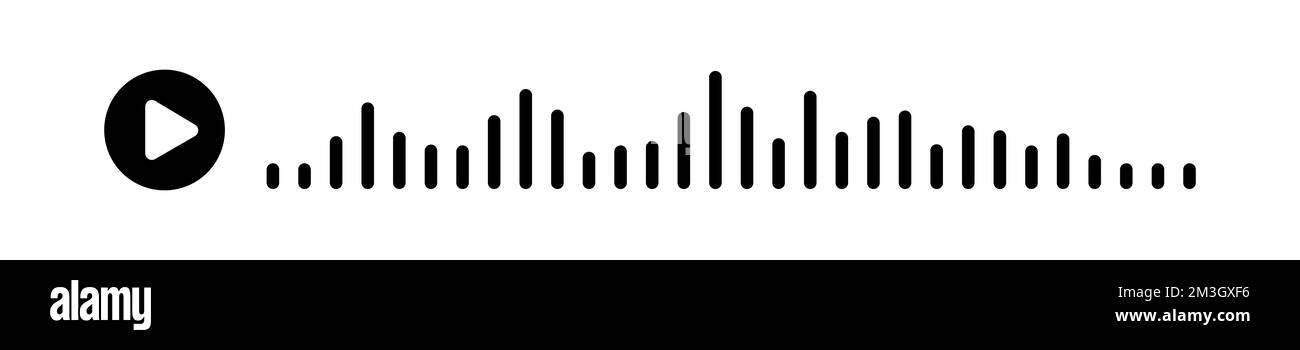 Audiowelle. Symbol klingt nach einem Lied. EQ. Podcast-Welle. Symbole auf isoliertem Hintergrund. Sprachnachricht. Vektordarstellung. Stock Vektor