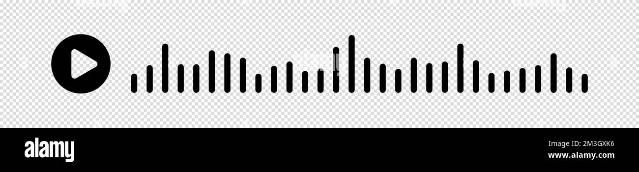 Audiowelle. Symbol klingt nach einem Lied. EQ. Podcast-Welle. Symbole auf isoliertem Hintergrund. Sprachnachricht. Vektordarstellung. Stock Vektor
