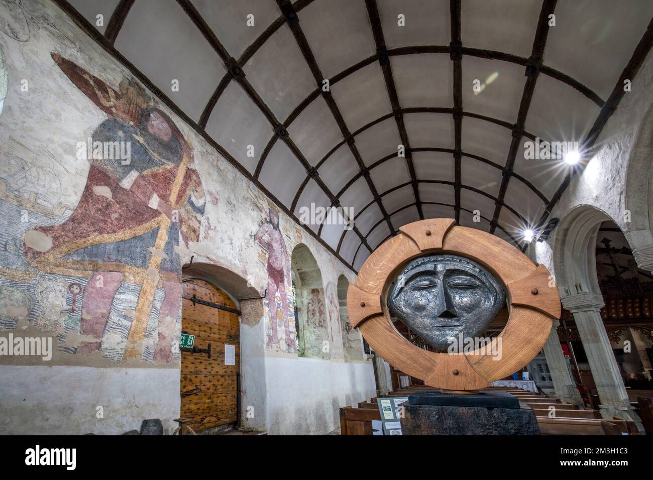 Breag-Kirche; Wandgemälde und Skulptur; Cornwall; Stockfoto