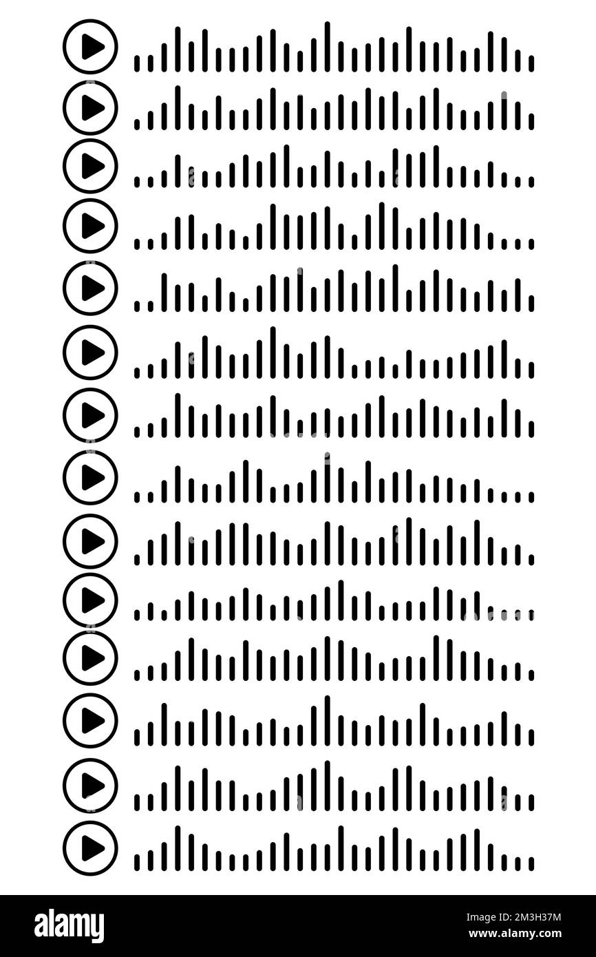 Audiowelle. Symbol klingt nach einem Lied. Podcast setzt Wellen. Symbole auf transparentem isoliertem Hintergrund. Sprachnachricht. Vektordarstellung. EQ Stock Vektor