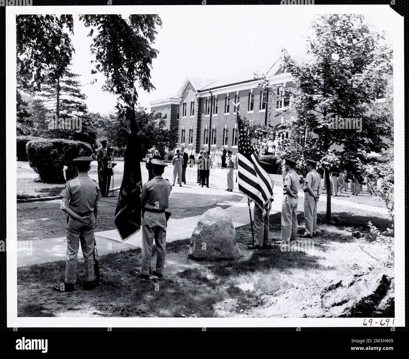 Militärprozession, Waffenhandel, Waffenindustrie, Militärparaden und Zeremonien, Militäroffiziere, Watertown Arsenal Mass. Aufzeichnungen der USA Armee Einsatzbereit Stockfoto