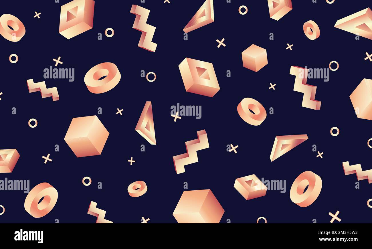 Poster mit kreativem Design, schlichte, trendige Vektordarstellung. Abstrakter Hintergrund mit Formen 3D. Muster mit geometrischen Figuren. Stock Vektor