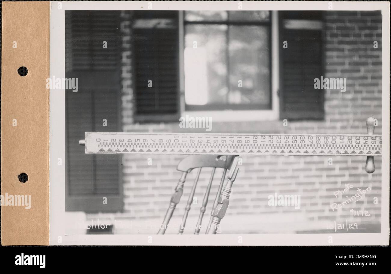 Molitor-Stab, präzise Nivellierung, für Harris, Enfield, Mass., 31. Okt. 1929 , Wasserwerke, Reservoirs Wasserverteilungsstrukturen, Ingenieurwesen, Vermessungsinstrumente Stockfoto