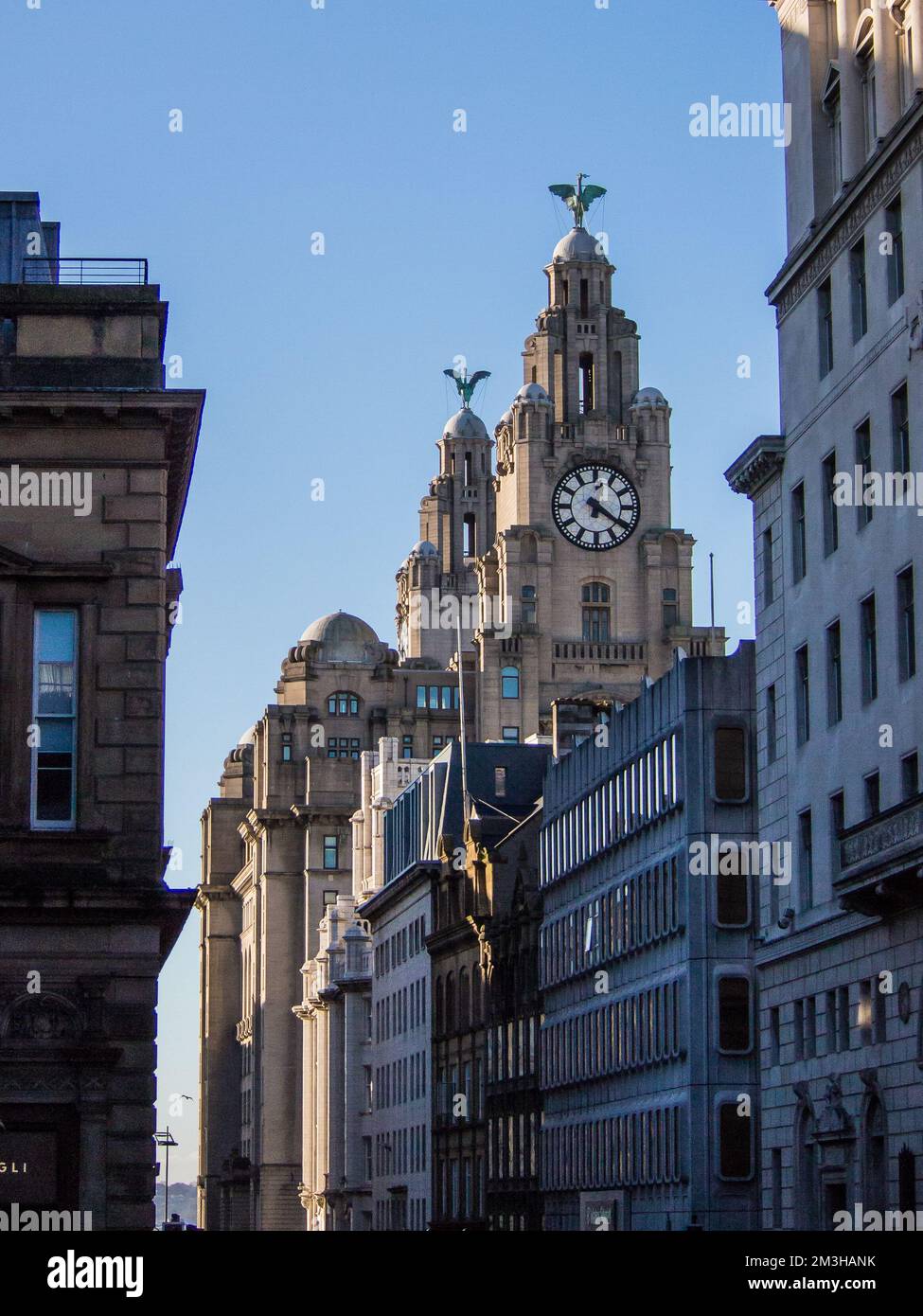 Liverpool Clock in der Nähe der James Street Stockfoto