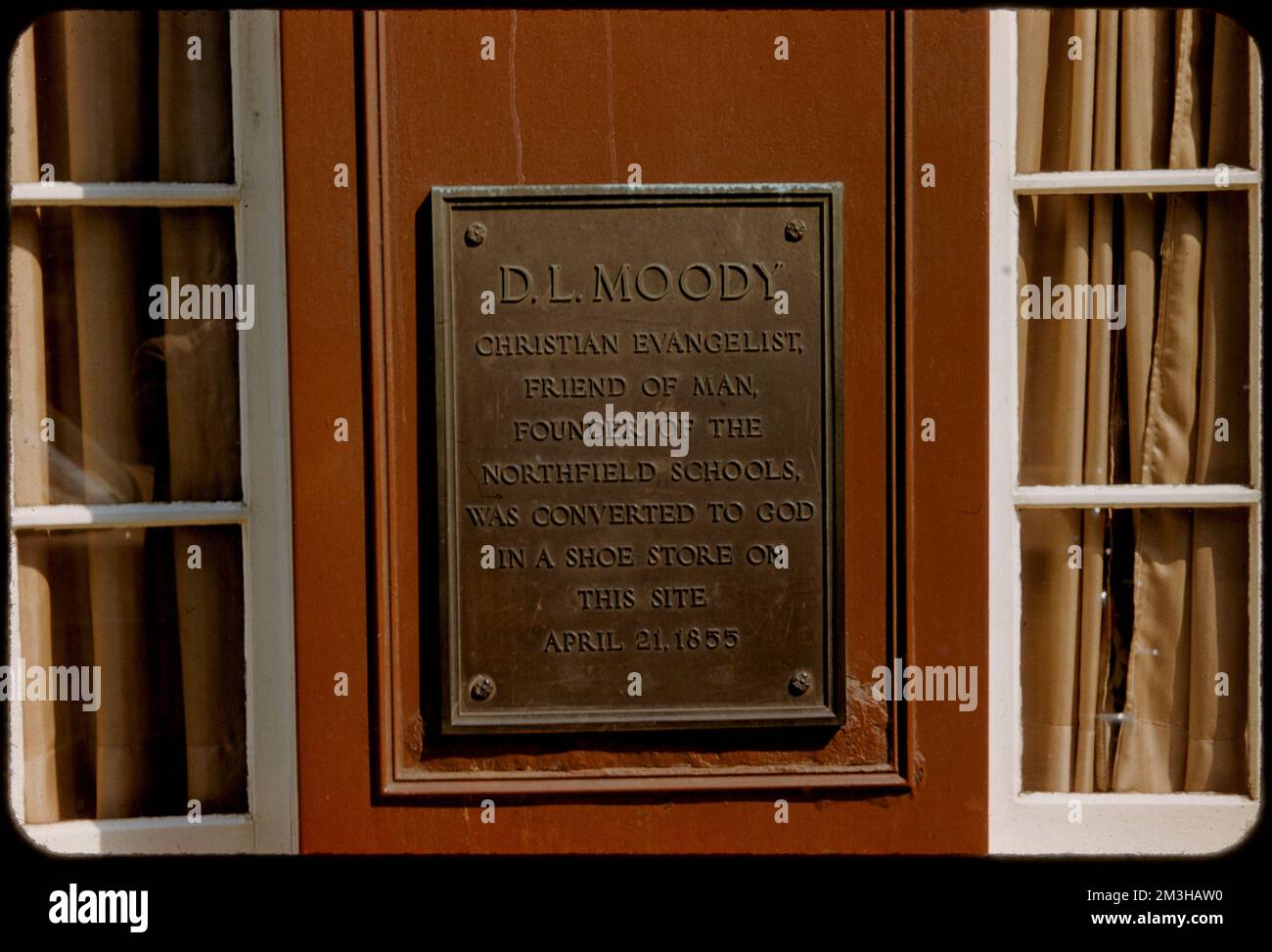 Moody Cornhill Tablette , historische Marker, Plaques, Moody, Dwight Lyman, 1837-1899. Edmund L. Mitchell Kollektion Stockfoto