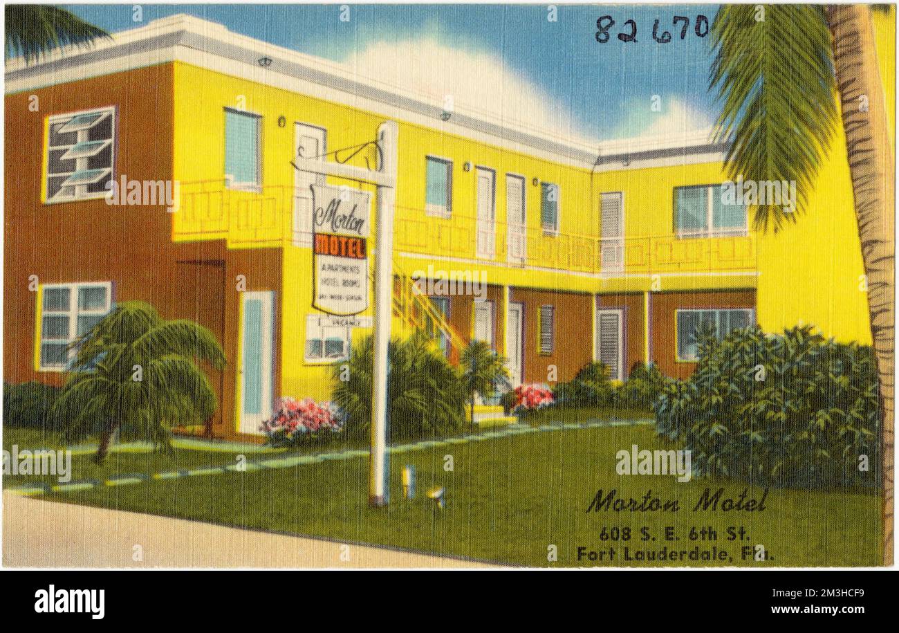 Morton Motel, 608 S. E. 6. St., Fort Lauderdale, FLA , Motels, Tichnor Brothers Collection, Postkarten der Vereinigten Staaten Stockfoto