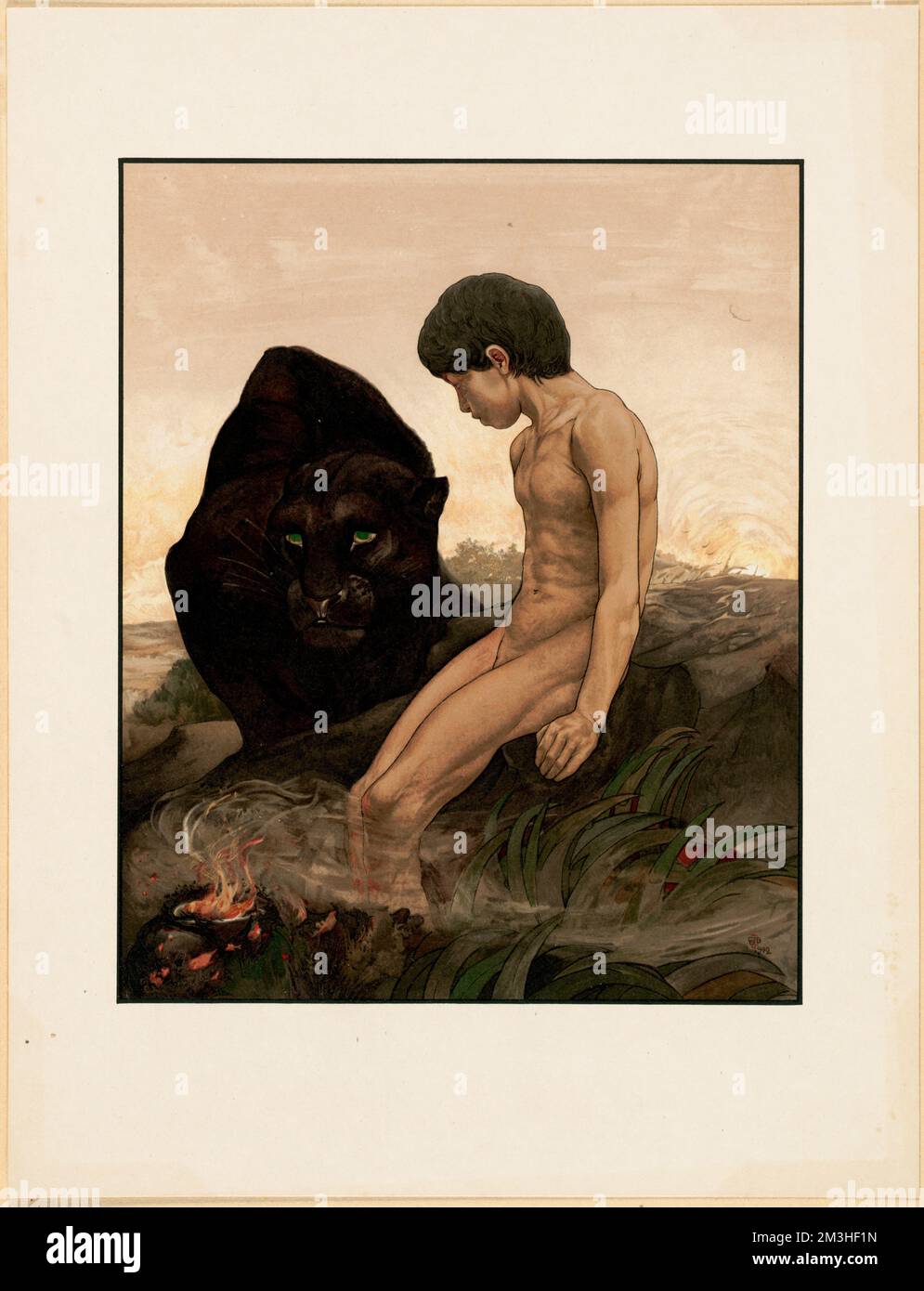 Mowgli und Bagheera, Panther, Boys. John D. Merriam Kollektion Stockfoto