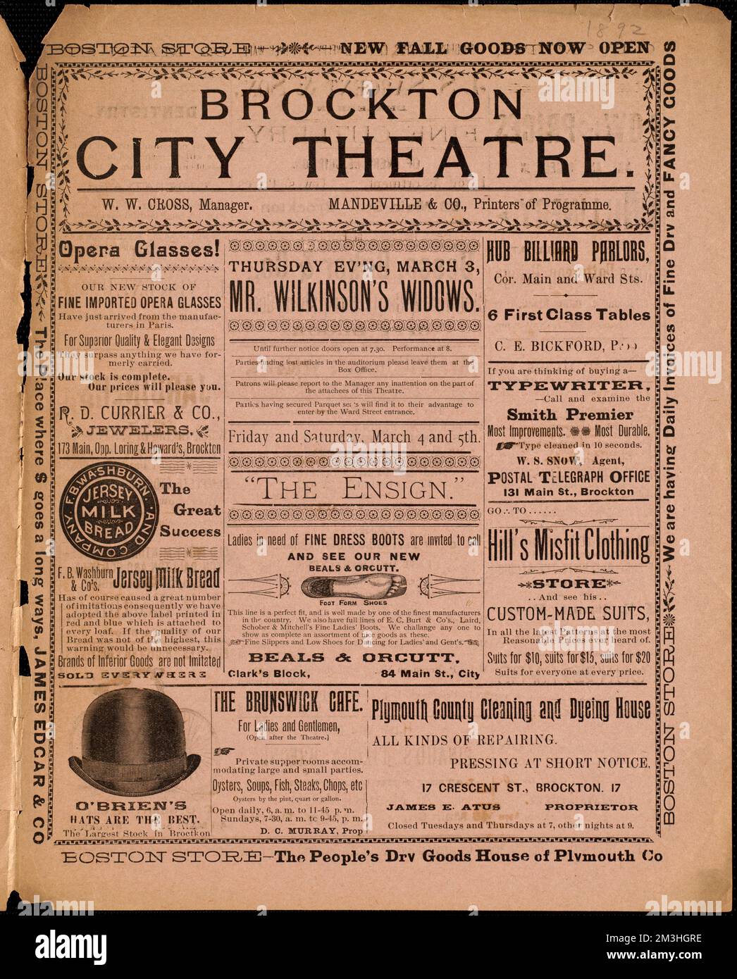 Mr. Wilkinsons Witwen, Entertainment, Brockton Public Library Archival Collection Stockfoto