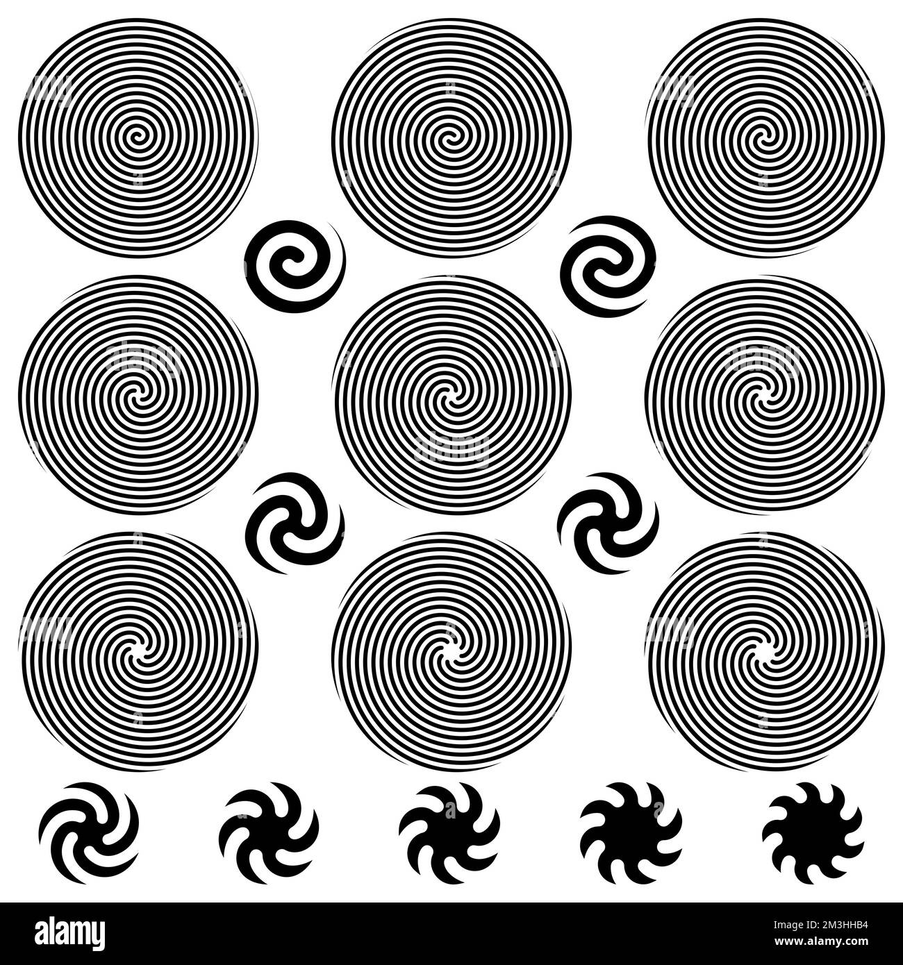 Mustervorlage für neun Spiralen. Vektordarstellung Stockfoto