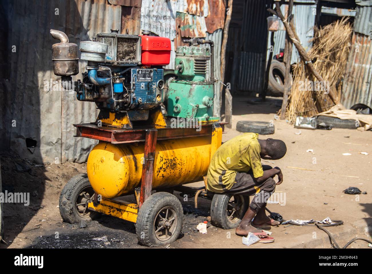 Life Street Fotografie von Straßen nigerianischer Stadt, lokalen Anbietern und Unternehmen Stockfoto