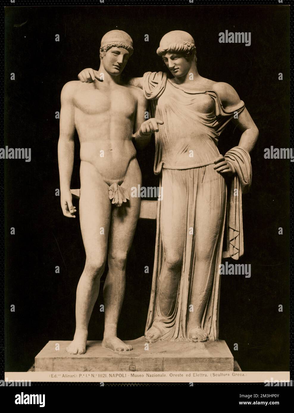 Napoli - Museo Nazionale. Oreste ed Elettra. (Scultura Greca.) , Antiquitäten, Skulptur, Könige, elektrogriechische mythologische Figur, Oreste, König von Argos mythologischer Charakter. Nicholas Catsimpoolas Kollektion Stockfoto