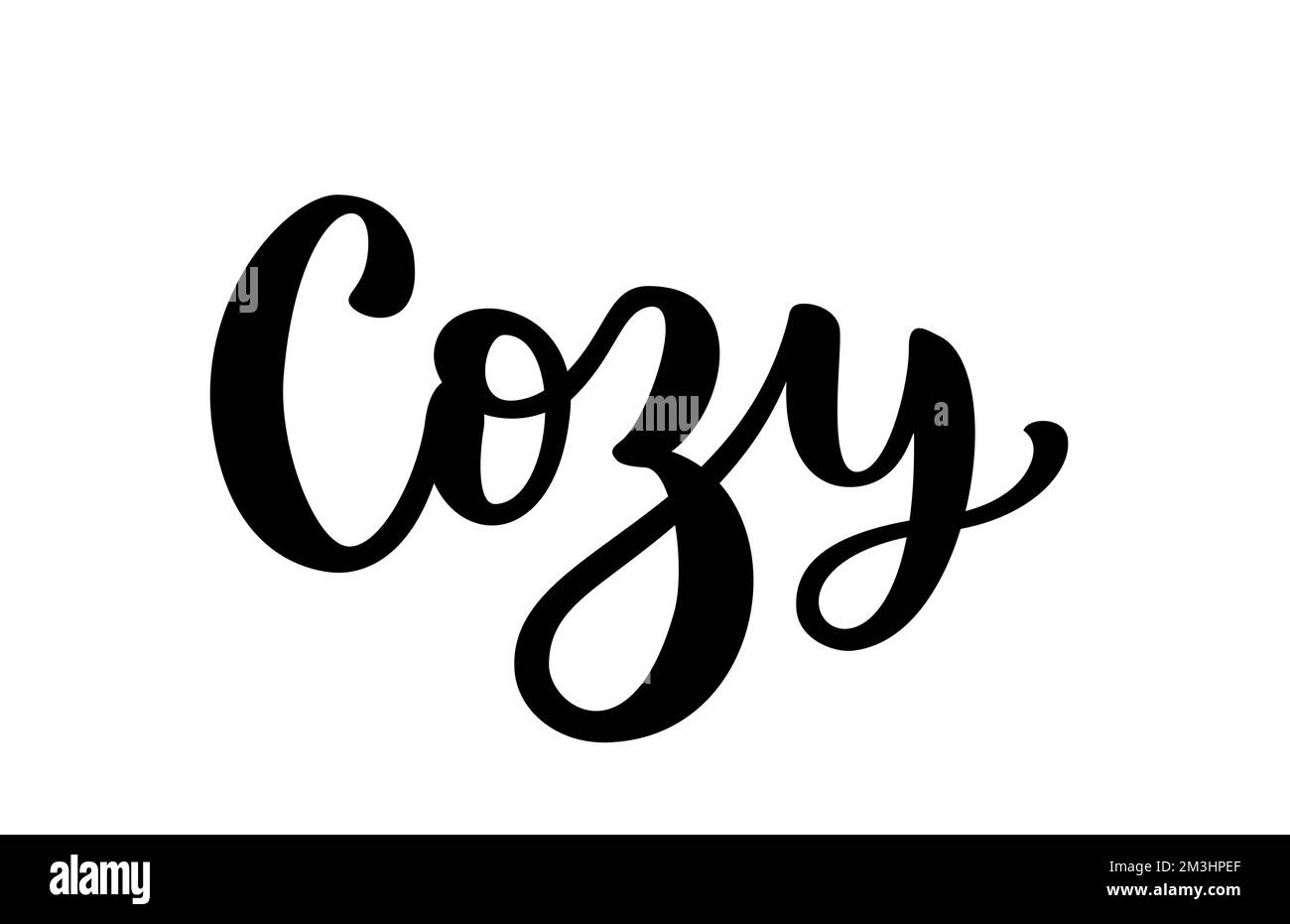 Gemütlicher Text. Nur ein einziges Wort gemütlich. Bedruckbares Grafik-T-Shirt. Stock Vektor