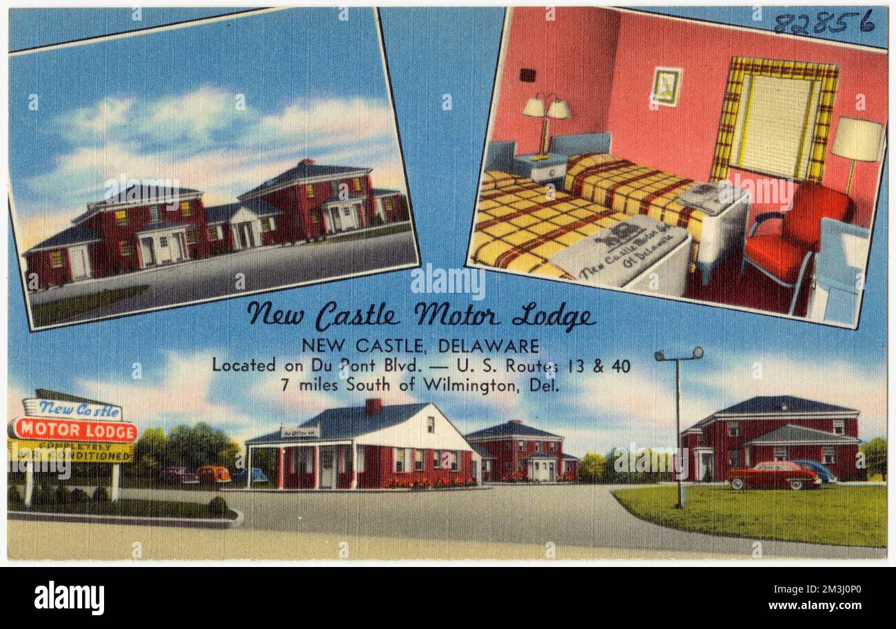 New Castle Motor Lodge, New Castle, Delaware, am Du Pont Blvd. -- U. S. Route 13 & 40, 7 Meilen südlich von Wilmington, Del. , Motels, Tichnor Brothers Collection, Postkarten der Vereinigten Staaten Stockfoto